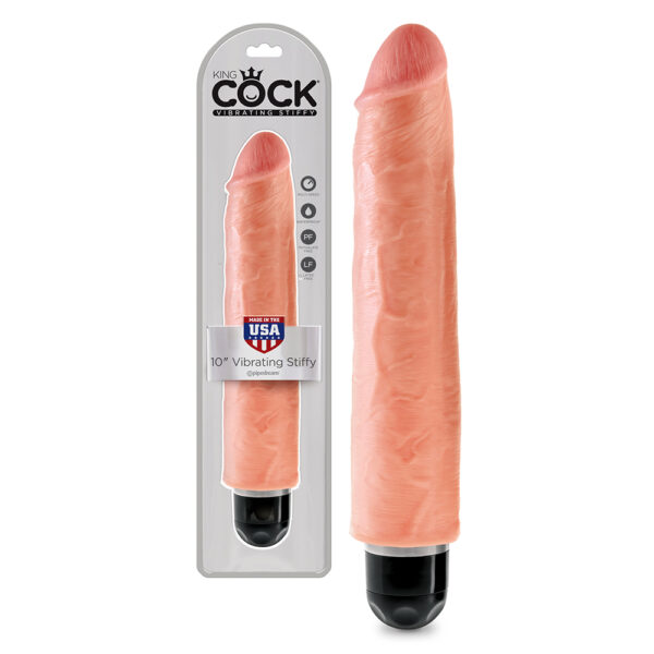 VIBRADOR REALÍSTICO KING COCK VIBRATING STIFFY 10? BRANCO