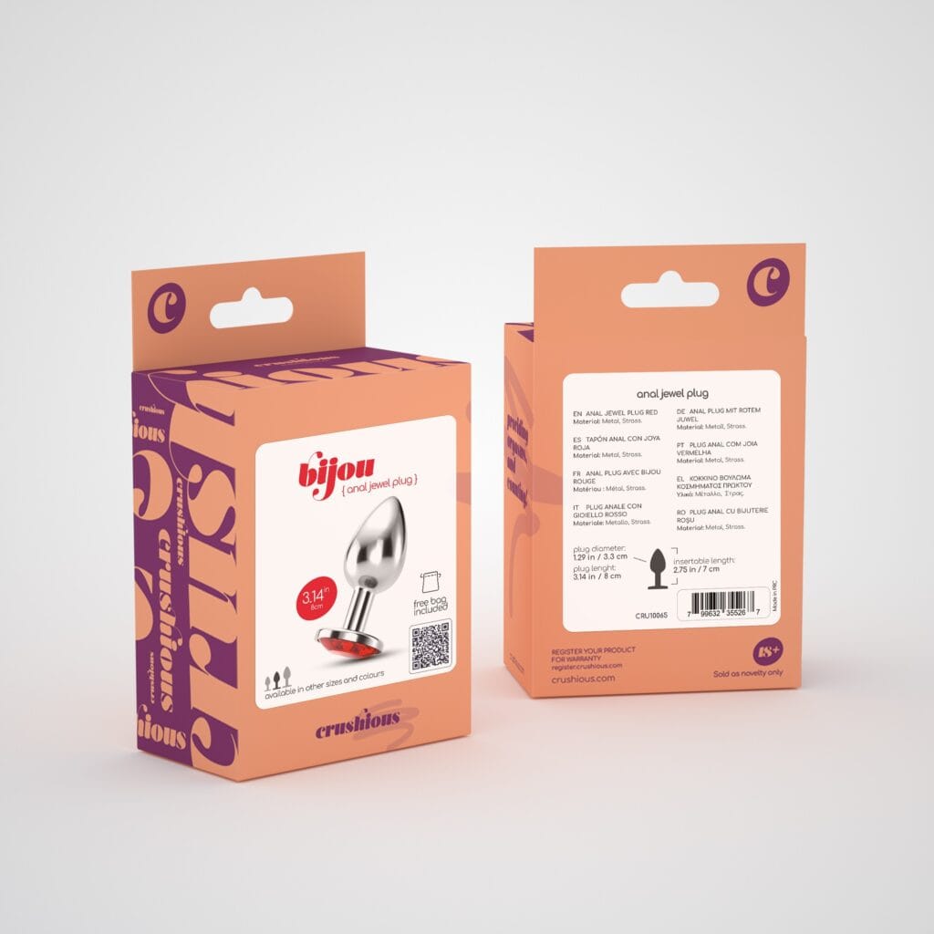 PLUG ANAL JOIA BIJOU VERMELHO MÉDIO CRUSHIOUS COM BOLSA AVELUDADA GRÁTIS - Image 7
