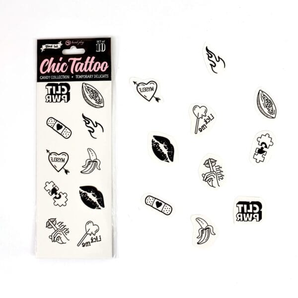 CONJUNTO DE 10 TATUAGENS TEMPORÁRIAS – CANDY COLLECTION CHIC TATTOO SECRET PLAY