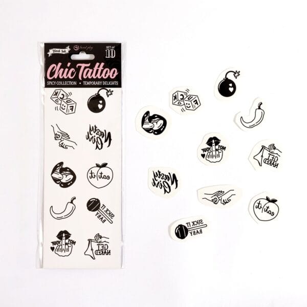 CONJUNTO DE 10 TATUAGENS TEMPORÁRIAS – SPICY COLLECTION CHIC TATTOO SECRET PLAY