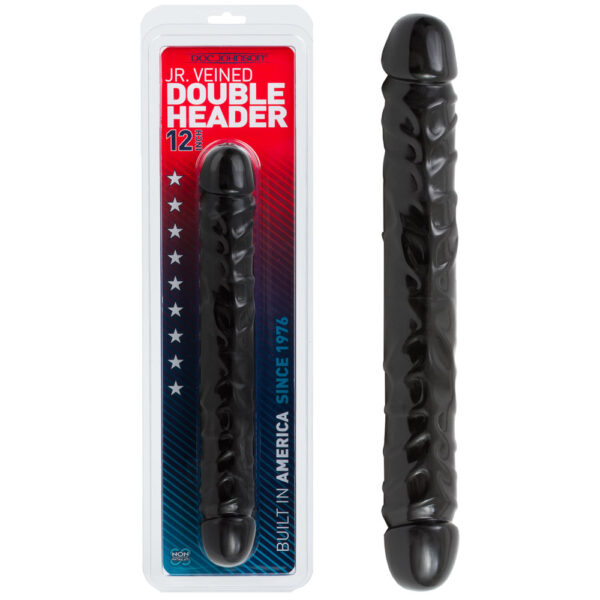 DILDO DUPLO JR. VEINED DOUBLE HEADER 12” PRETO