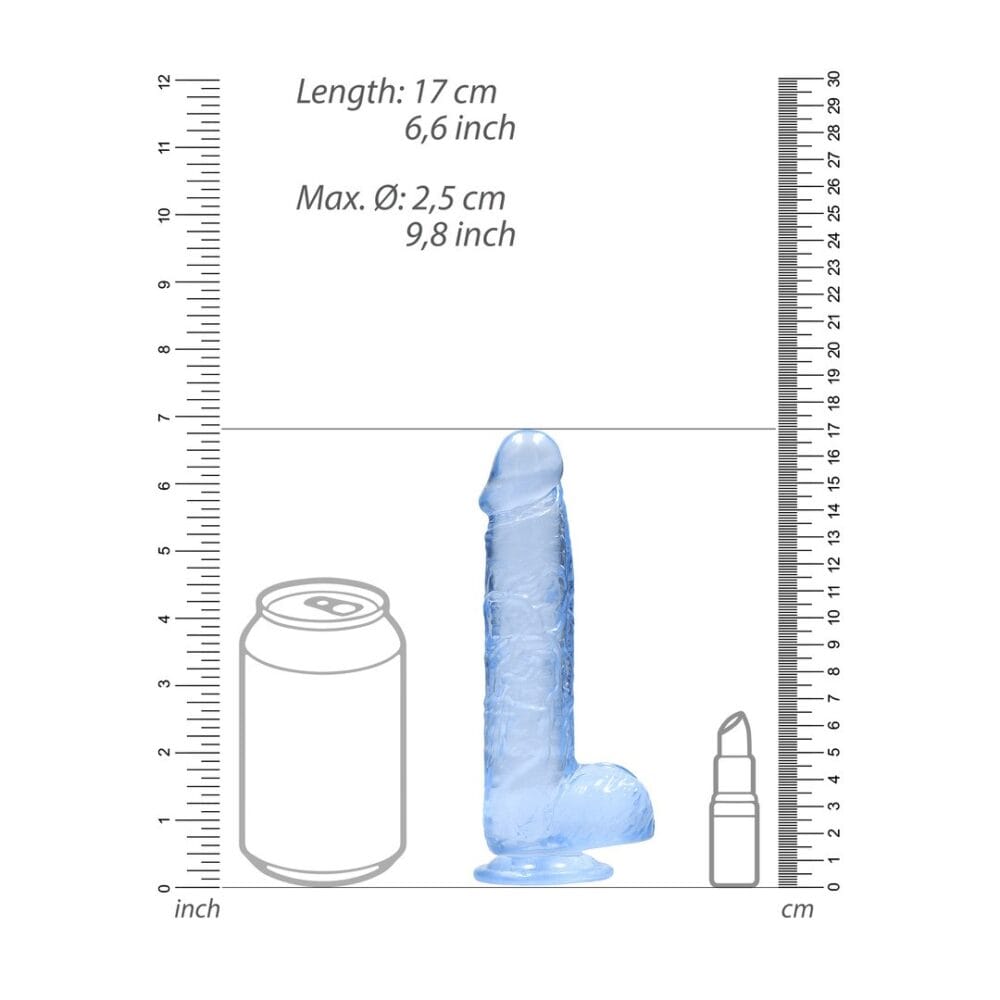 DILDO REALISTA COM TESTÍCULOS CRYSTAL CLEAR 6 /15 CM AZUL REALROCK - Image 6