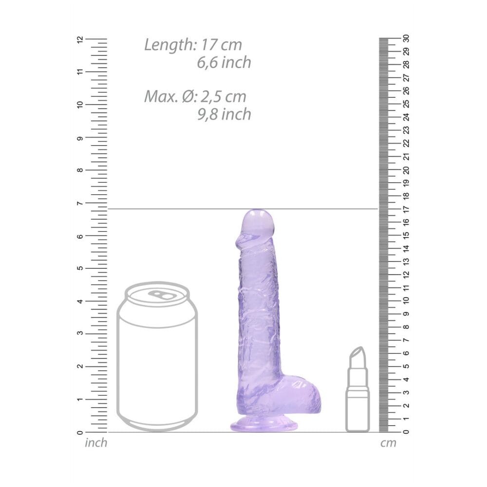 DILDO REALISTA COM TESTÍCULOS CRYSTAL CLEAR 6 /15 CM ROXO REALROCK - Image 6