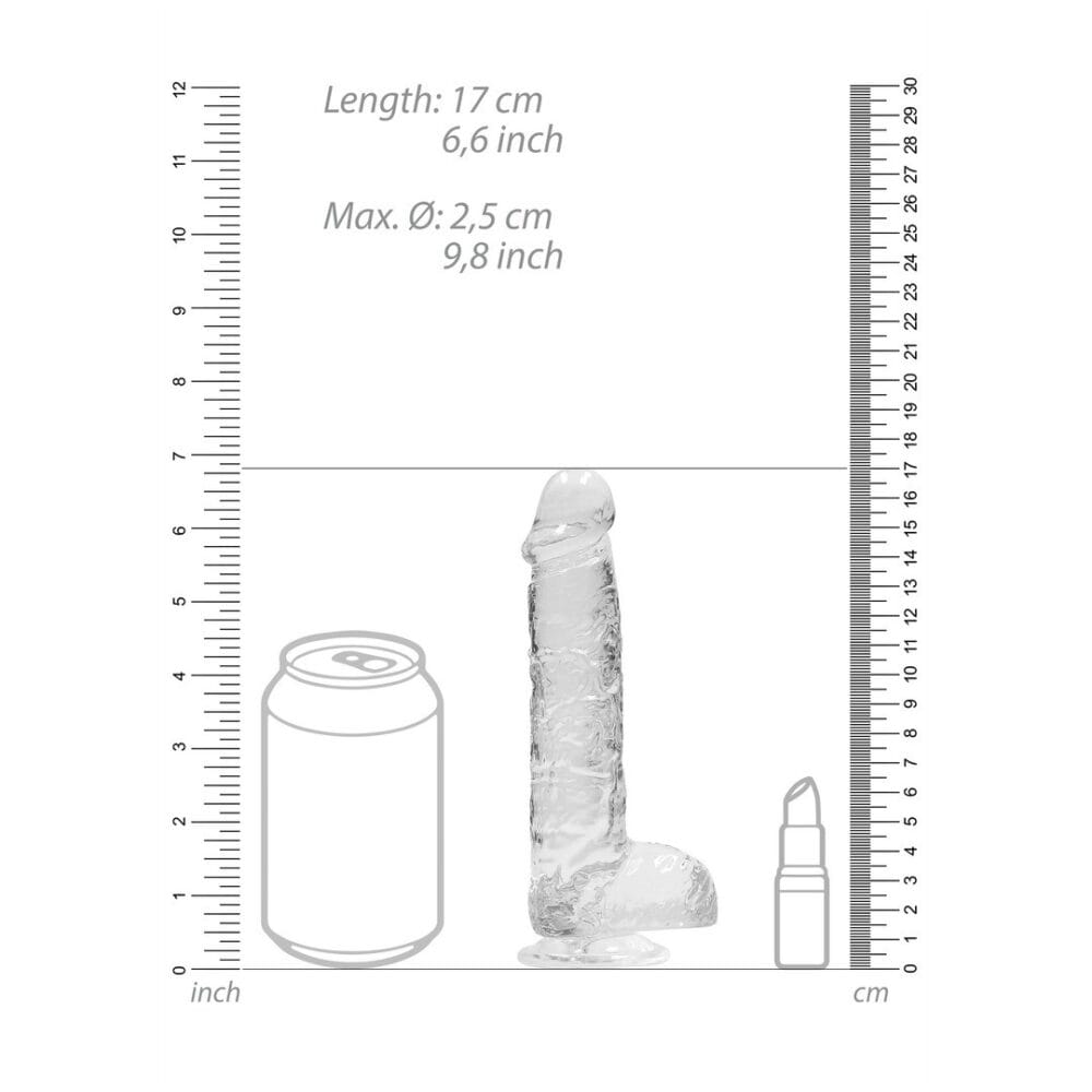 DILDO REALISTA COM TESTÍCULOS CRYSTAL CLEAR 6 /15 CM TRANSPARENTE REALROCK - Image 6