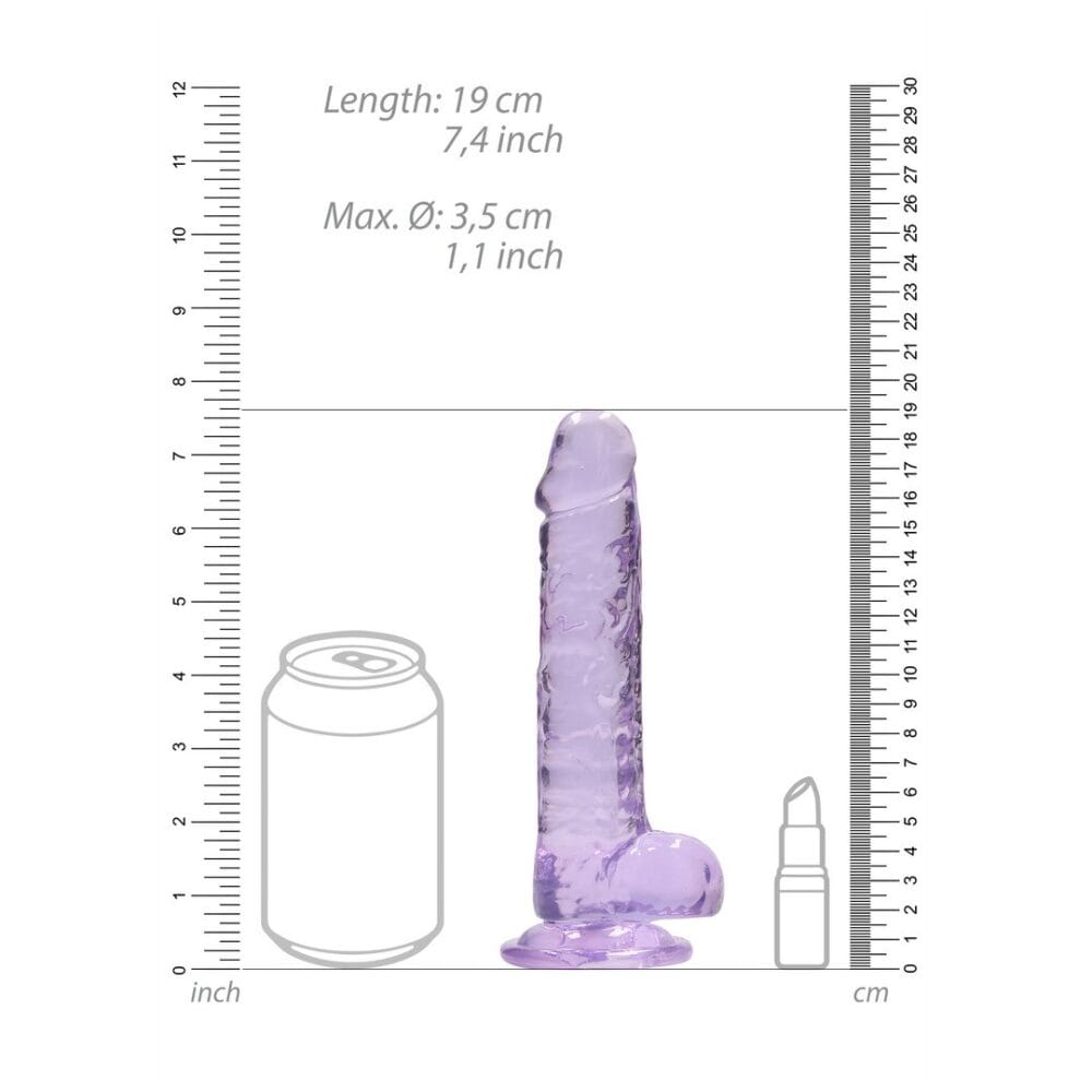 DILDO REALISTA COM TESTÍCULOS CRYSTAL CLEAR 7 /18 CM ROXO REALROCK - Image 6