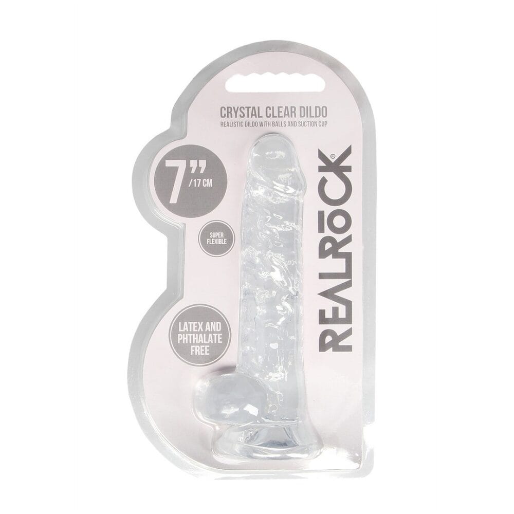 DILDO REALISTA COM TESTÍCULOS CRYSTAL CLEAR 7 /18 CM TRANSPARENTE REALROCK - Image 2