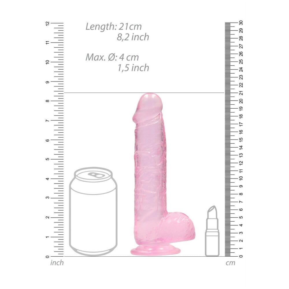 DILDO REALISTA COM TESTÍCULOS CRYSTAL CLEAR 8 /21 CM ROSA REALROCK - Image 6