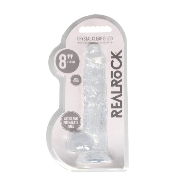 DILDO REALISTA COM TESTÍCULOS CRYSTAL CLEAR 8 /21CM ROSA REALROCK