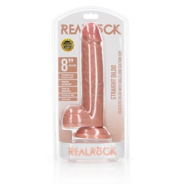 DILDO REALISTA COM TESTÍCULOS STRAIGHT 8 /20,5 CM FLESH REALROCK