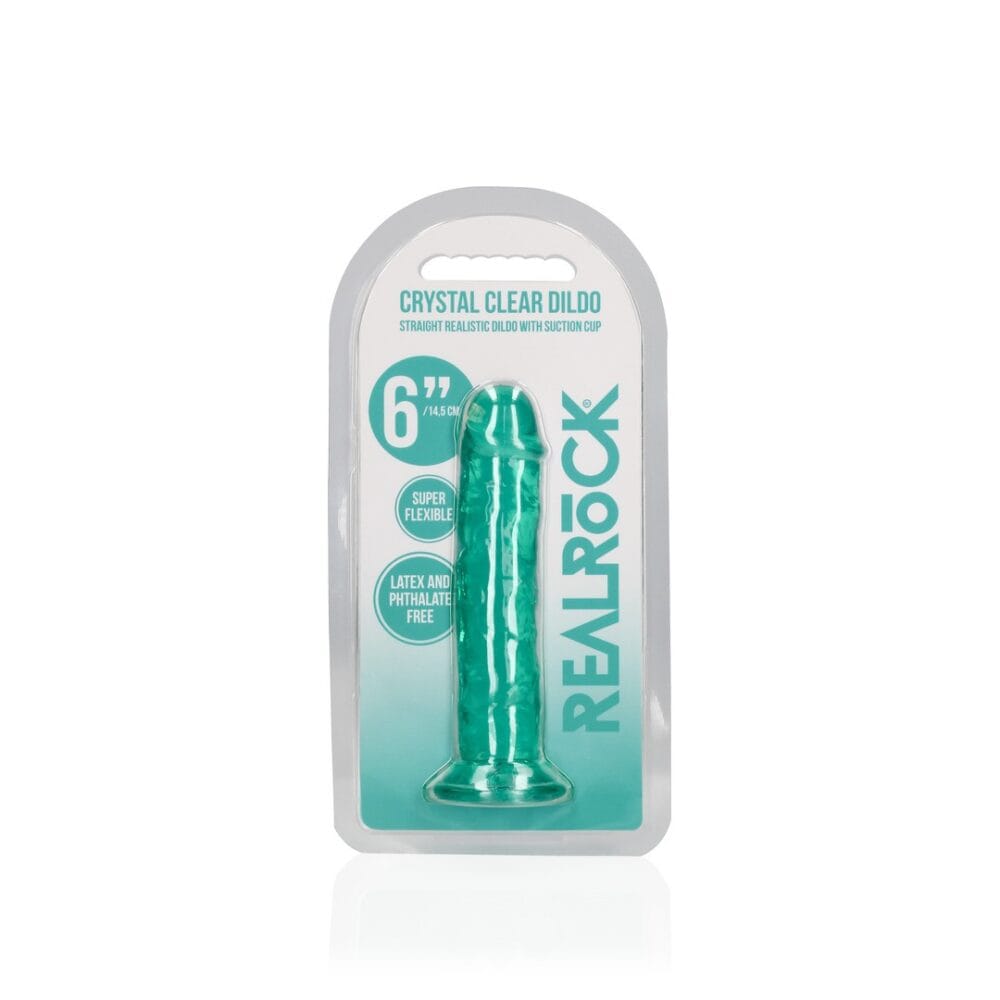 DILDO STRAIGHT REALISTIC CRYSTAL CLEAR 6 /14,5 CM VERDE REALROCK - Image 2