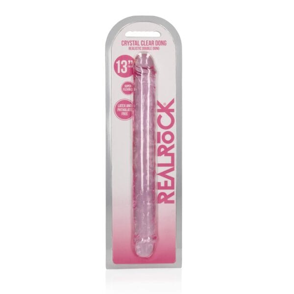 DILDO DUPLO CRYSTAL CLEAR REALISTIC DONG 13 /34 CM ROSA REALROCK