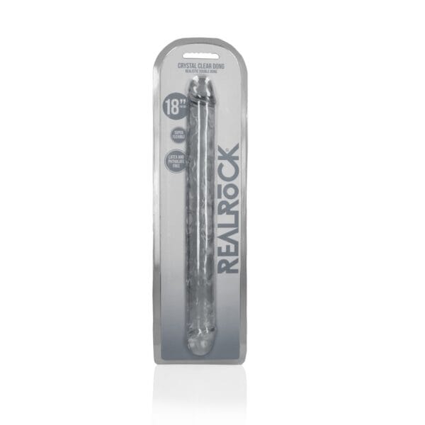 DILDO DUPLO CRYSTAL CLEAR REALISTIC DONG 18 /45 CM TRANSPARENTE REALROCK