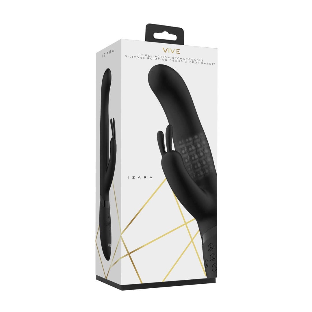 VIBRADOR IZARA ROTATING BEADS RABBIT BLACK VIVE - Image 2