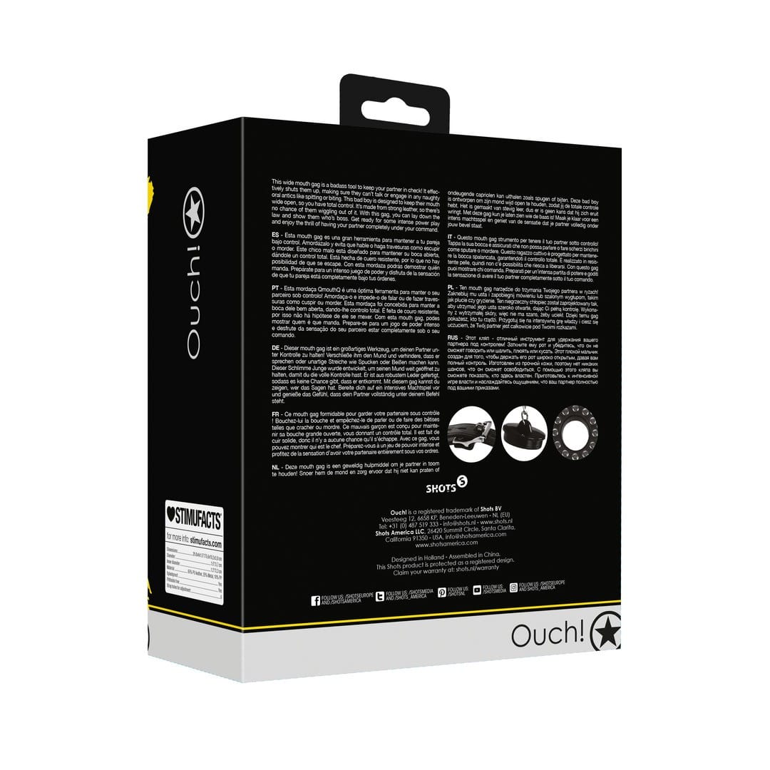 MORDAÇA COM TAMPA XTREME PRETO OUCH! - Image 3