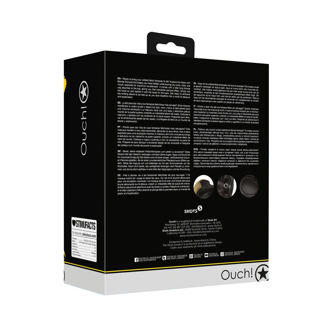 MÁSCARA PRETA COM RABO DE CAVALO LOIRO EXTREME OUCH! - Image 3