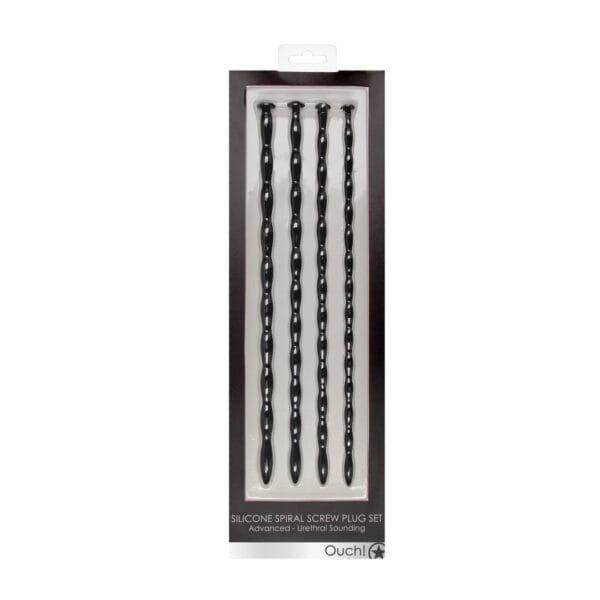CONJUNTO DE SONDAS DE URETRA SILICONE SPIRAL SCREW PLUG SET ADVANCED PRETO OUCH!