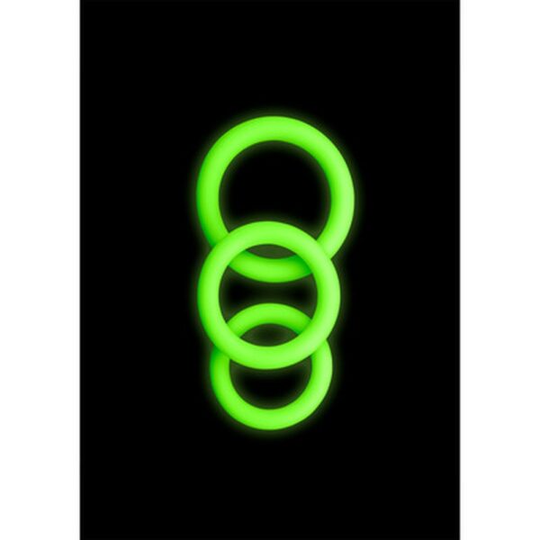 CONJUNTO DE 3 ANÉIS PARA O PÉNIS GLOW IN THE DARK OUCH!