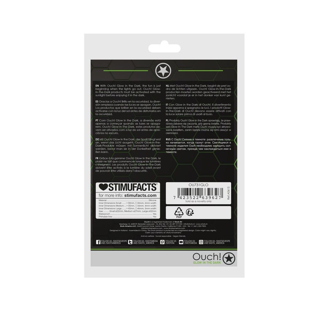 CONJUNTO DE 3 ANÉIS PARA O PÉNIS GLOW IN THE DARK OUCH! - Image 3