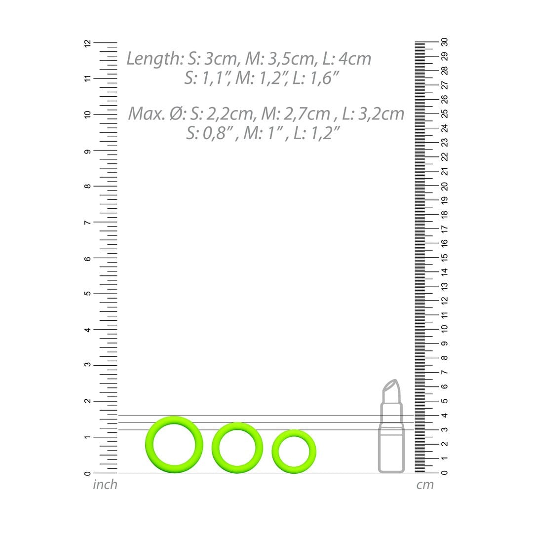 CONJUNTO DE 3 ANÉIS PARA O PÉNIS GLOW IN THE DARK OUCH! - Image 5