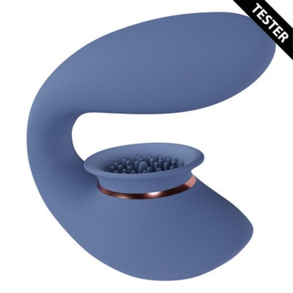 TESTER TWITCH 3 – VIBRADOR RECARREGÁVEL E SUCÇÃO – AZUL/CINZA