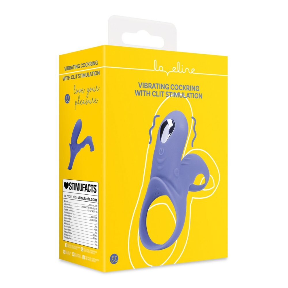 ANEL PARA O PÉNIS COM VIBRAÇÃO E ESTIMULADOR DE CLITÓRIS AZUL LOVELINE - Image 2