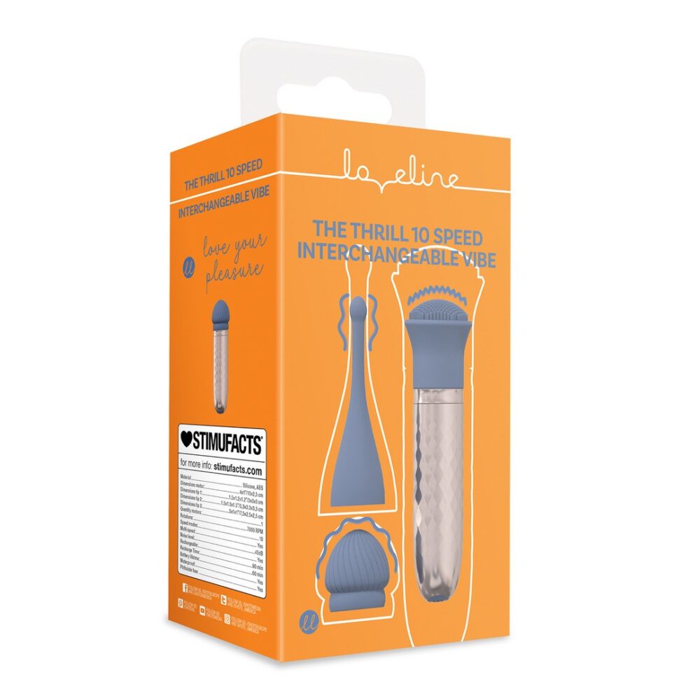 VIBRADOR THE THRILL10 SPEED INTERCHANGEABLE AZUL LOVELINE - Image 2
