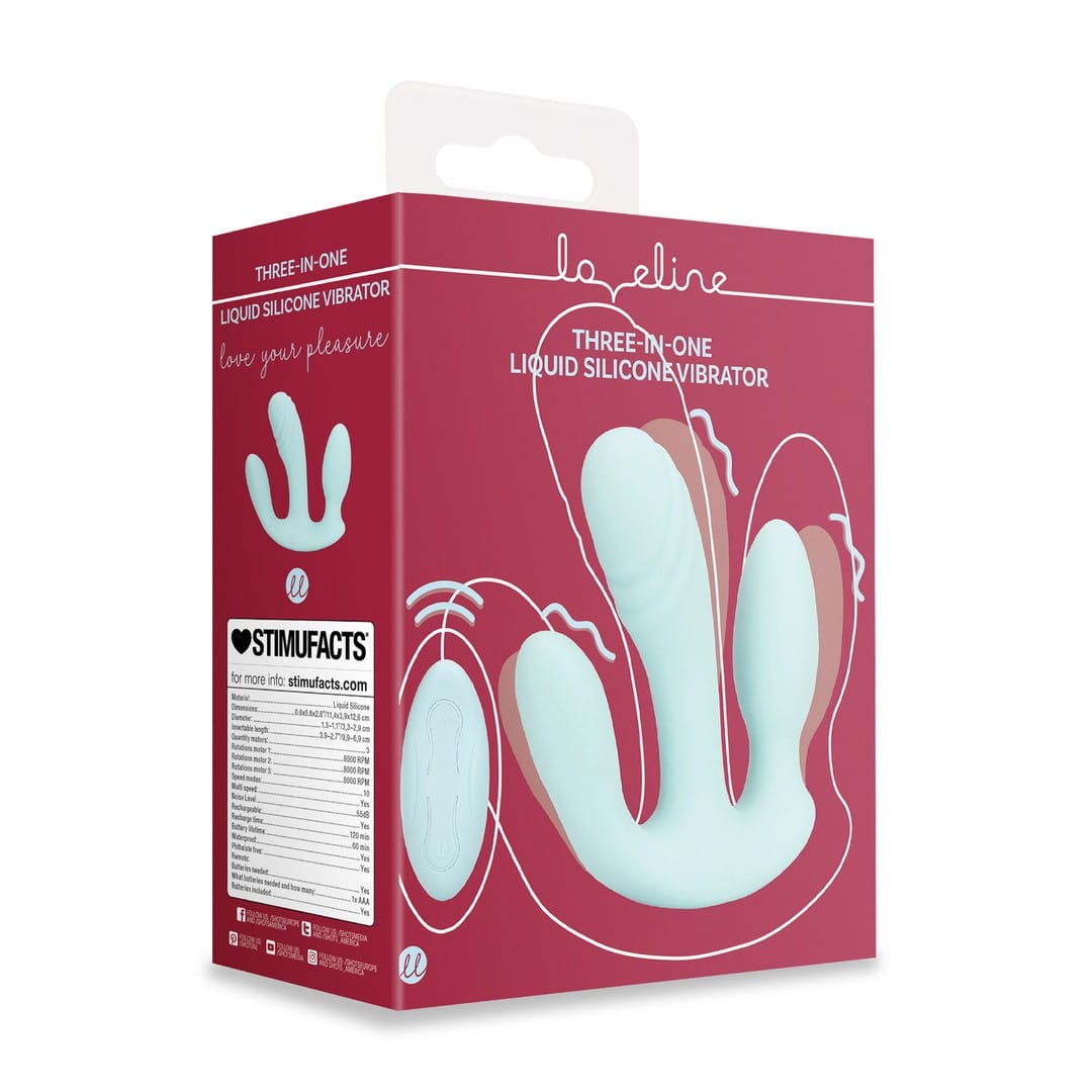 VIBRADOR 3-1 DE SILICONE LIQUIDO BREEZY BLUE LOVELINE - Image 2