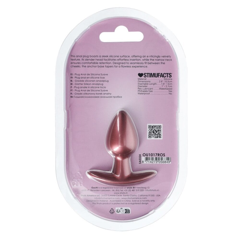 PLUG ANAL SMOOTH SILICONE SMALL 2.6 /6,5 CM ROSE GOLD OUCH! - Image 3