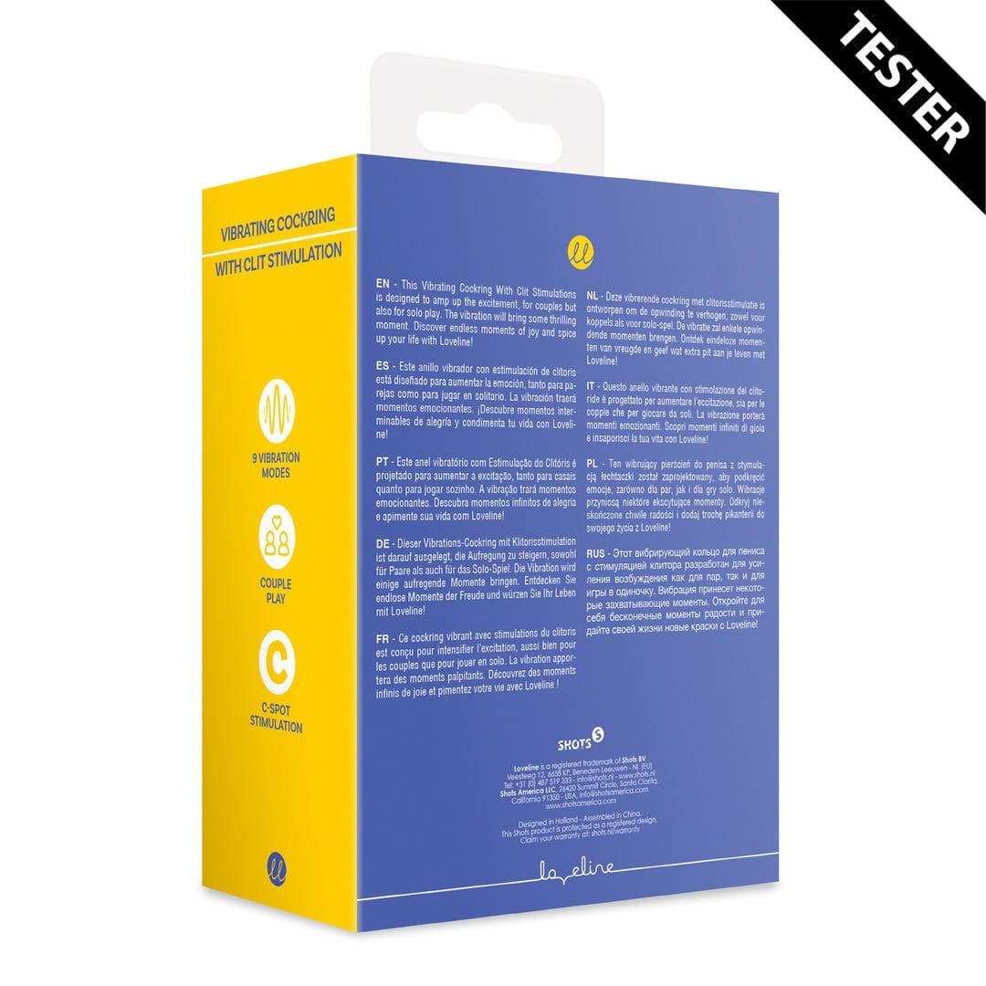 TESTER ANEL PARA O PÉNIS COM VIBRAÇÃO E ESTIMULADOR DE CLITÓRIS AZUL LOVELINE - Image 2