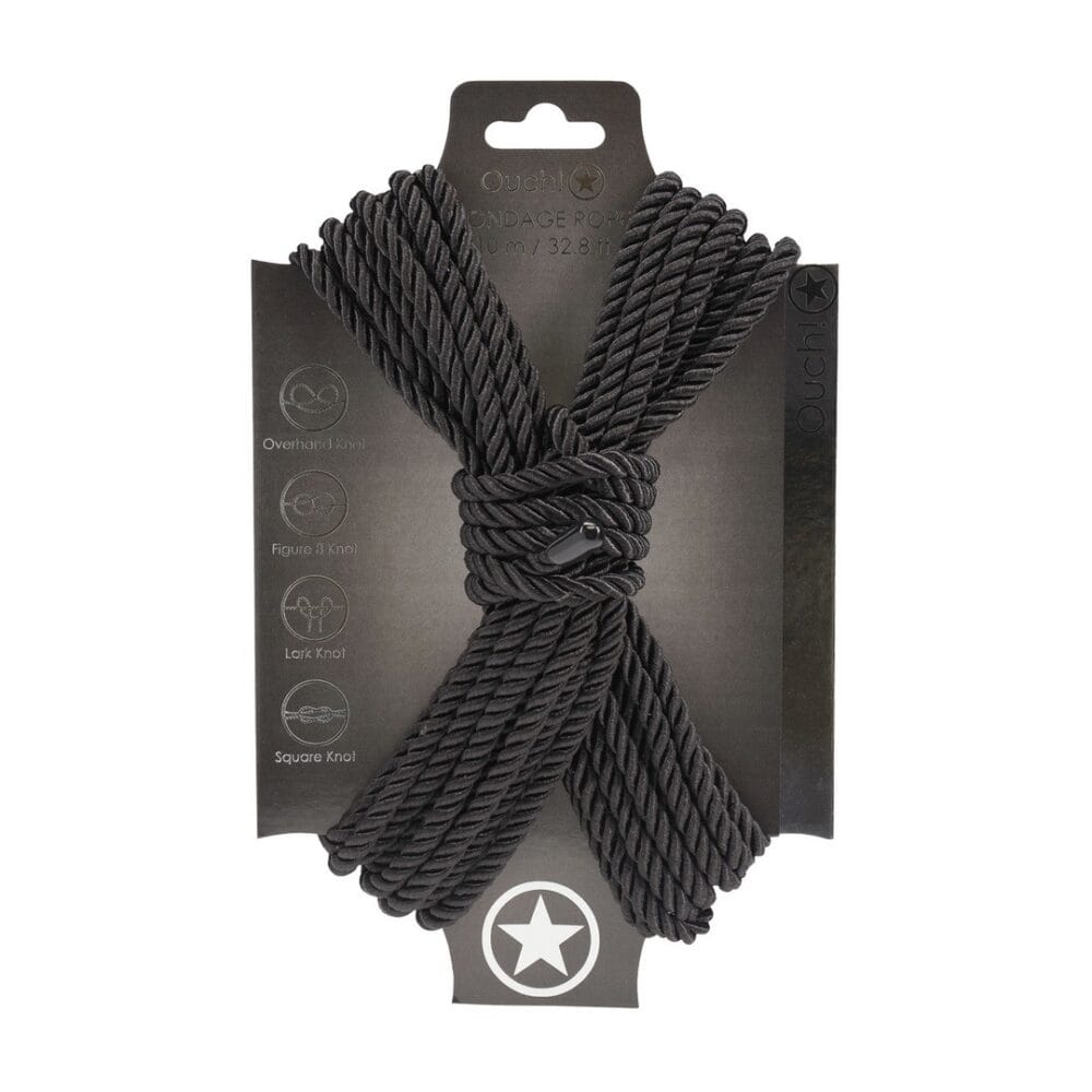 CORDA DE POLIÉSTER PARA BONDAGE 32.8 FT / 10 M PRETA OUCH!