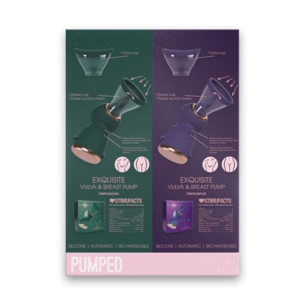 INFOGRAFIA EXQUISITE VULVA AND BREAST PUMP PMP049GRN – PMP049PUR EN PUMPED