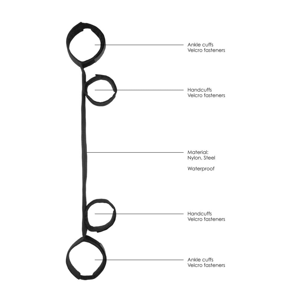 BARRA AFASTADORA COM ALGEMAS OUCH! SPREADER BAR WITH CUFFS PRETA - Image 5