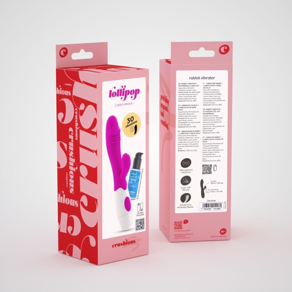 VIBRADOR COM ESTIMULADOR DE CLITÓRIS LOLLIPOP E LUBRIFICANTE À BASE DE ÁGUA INCLUÍDO CRUSHIOUS - Image 5