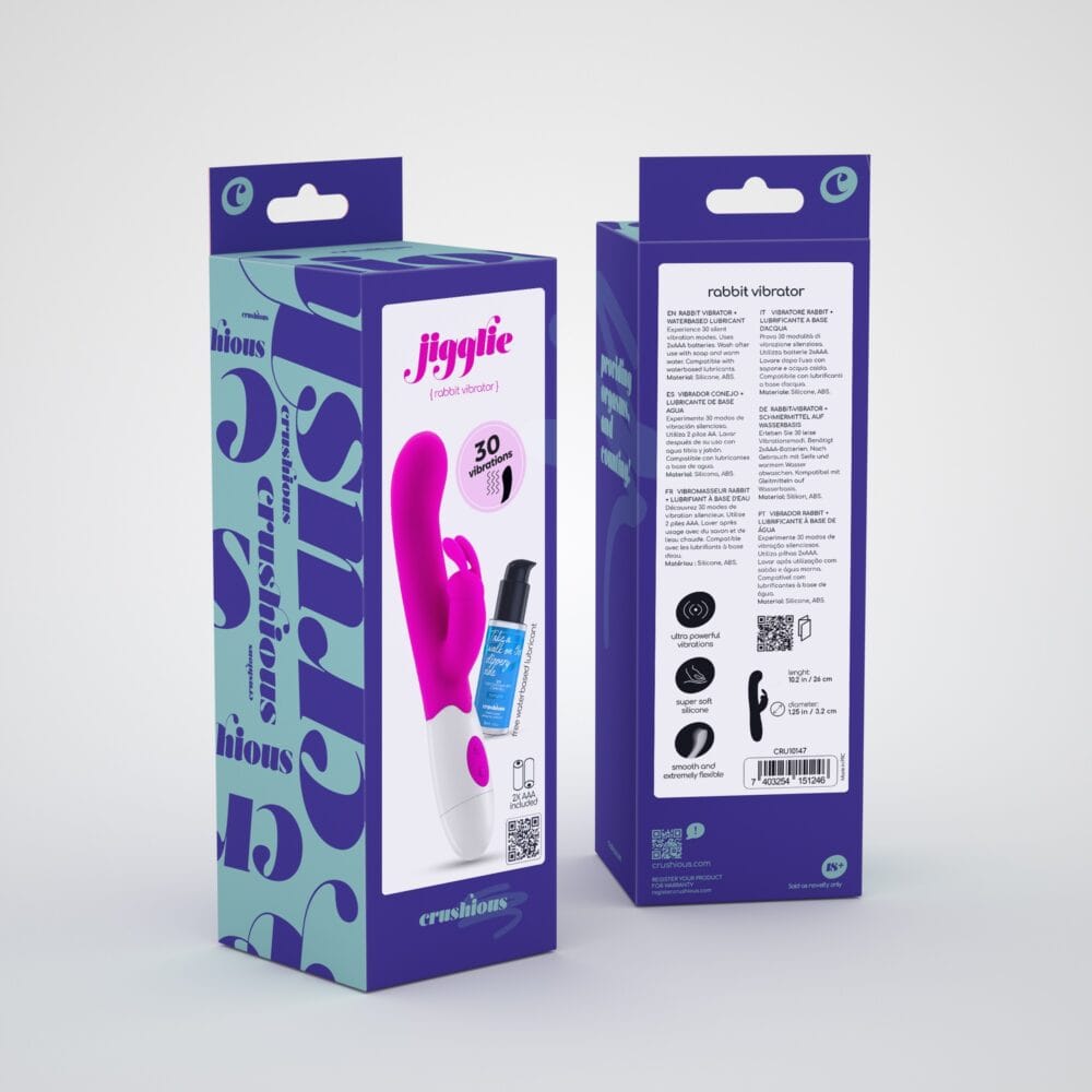 VIBRADOR COM ESTIMULADOR DE CLITÓRIS JIGGLIE E LUBRIFICANTE À BASE DE ÁGUA INCLUÍDO CRUSHIOUS - Image 12