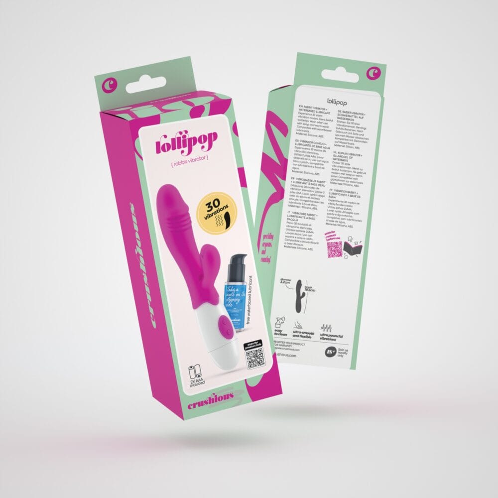 VIBRADOR COM ESTIMULADOR DE CLITÓRIS LOLLIPOP E LUBRIFICANTE À BASE DE ÁGUA INCLUÍDO CRUSHIOUS - Image 13