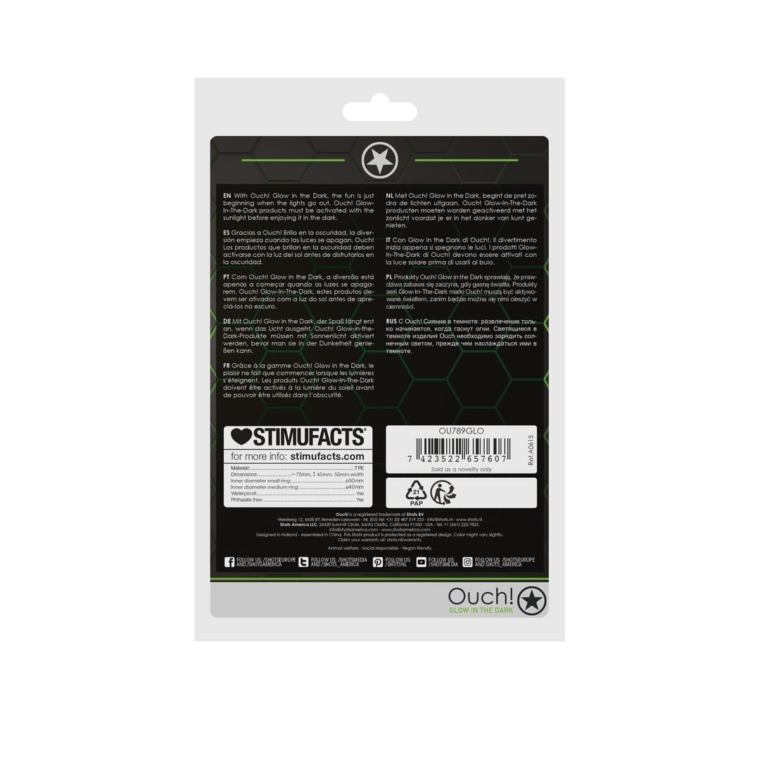 ANEL PARA O PÉNIS E TESTICULOS FLUORESCENTE GLOW IN THE DARK OUCH! - Image 3