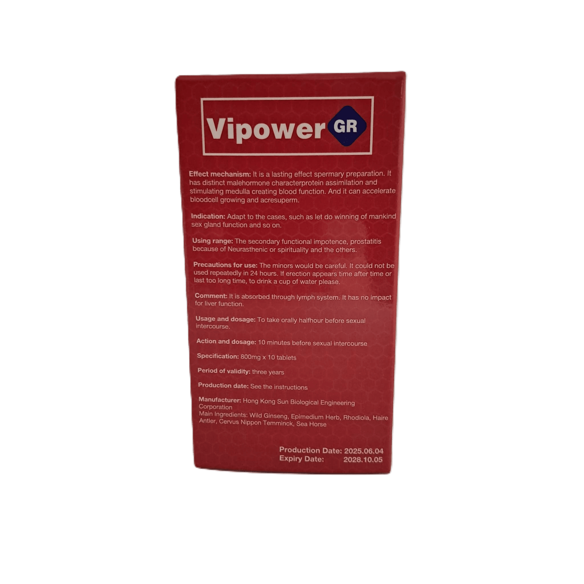 VIPOWER GR Red edition Box - Potenciador Sexual de Alta Qualidade - Image 6